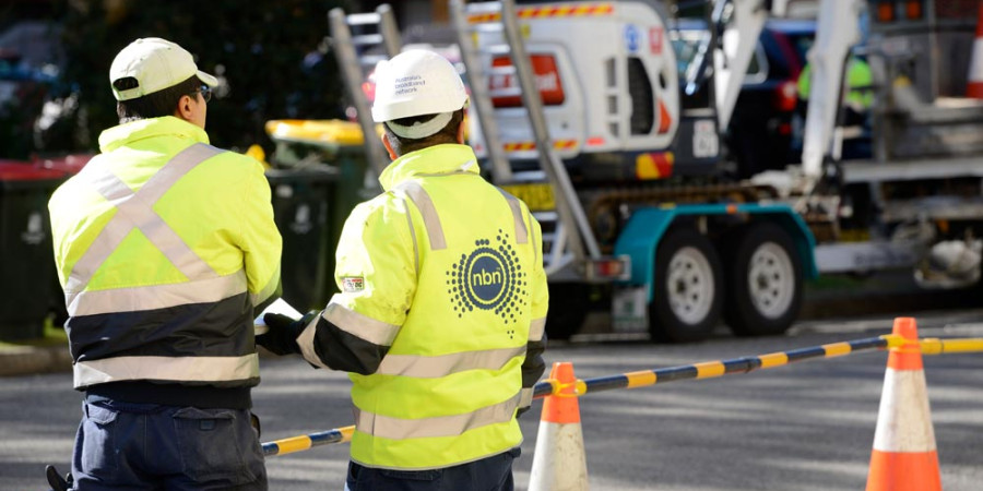 nbn construction workers getting ready on site